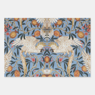 Vintages Retro-Cockatoo und Granatapfelmuster Geschenkpapier Set