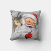 Vintages Retro-Dekor Weihnachtsmann-Rentiere Kissen (Vorderseite)