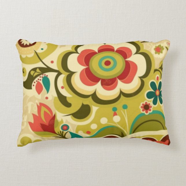 Vintages Retro-Design Blumengrün Dekokissen (Vorderseite)