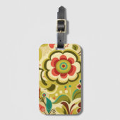 Vintages Retro-Design Blumengrün Gepäckanhänger (Vorderseite Vertikal)