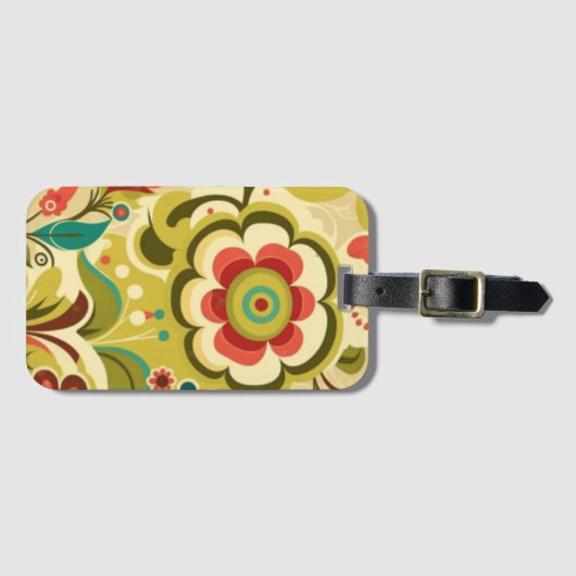 Vintages Retro-Design Blumengrün Gepäckanhänger (Vorderseite (Horizontal))