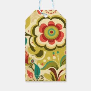 Vintages Retro-Design Blumengrün Geschenkanhänger