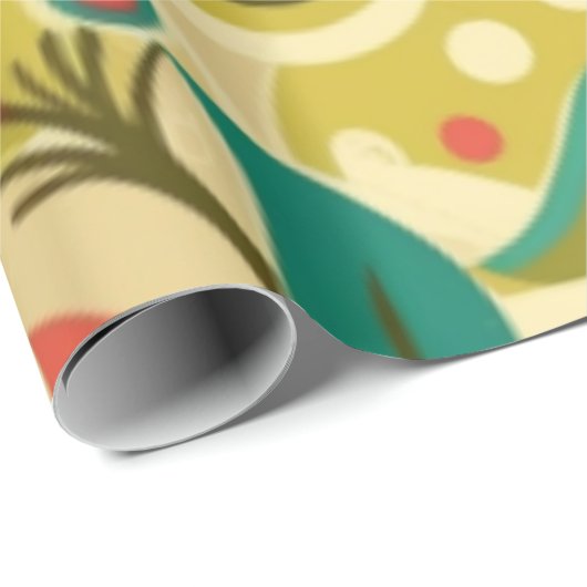 Vintages Retro-Design Blumengrün Geschenkpapier (Rolleneckpunkt)