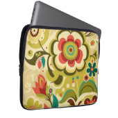 Vintages Retro-Design Blumengrün Laptopschutzhülle (Vorne Rechts)