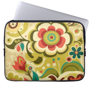 Vintages Retro-Design Blumengrün Laptopschutzhülle