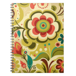 Vintages Retro-Design Blumengrün Notizblock