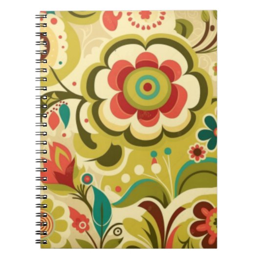 Vintages Retro-Design Blumengrün Notizblock (Vorderseite)