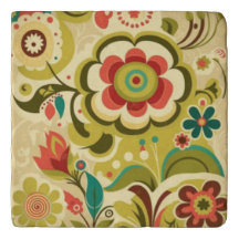 Vintages Retro-Design Blumengrün