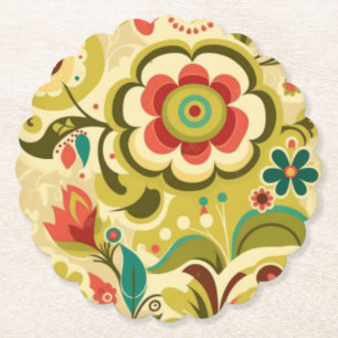Vintages Retro-Design Blumengrün Untersetzer