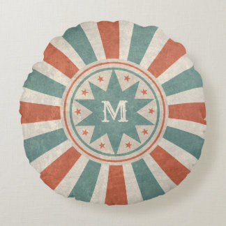 Vintages Retro-Design mit (oder ohne) Monogramm Rundes Kissen