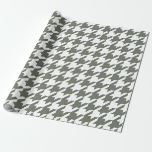 Vintages Retro-Dogzahnmuster grün und weiß Geschenkpapier