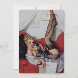 Vintages Retro Elvgren Telefon Telefon Button Up G Einladung