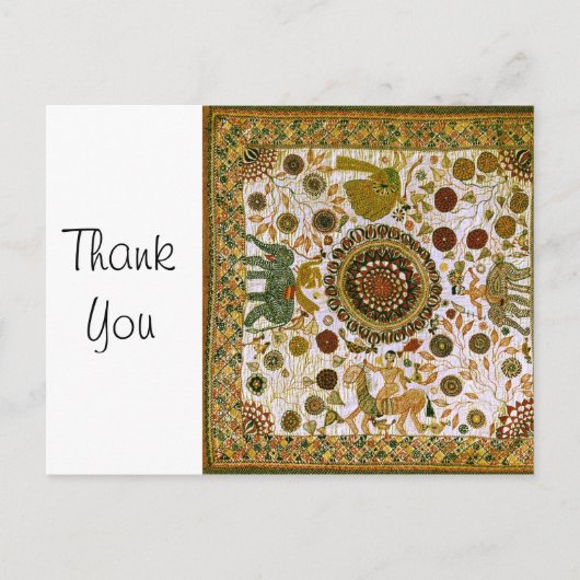 Vintages Retro-farbiges Bengali-Elefantenmuster Postkarte (Vorderseite)