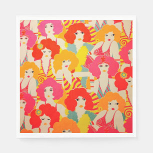 Vintages Retro-farbiges Tapete-Design der 70er Jah Serviette