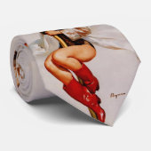 Vintages Retro-Feuerwehrmännchen Button Up Girl Krawatte (Gerollt)