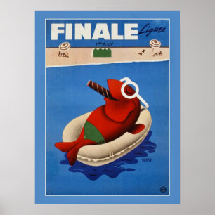 Vintages Retro Finale niedliche Fische Italienisch Poster