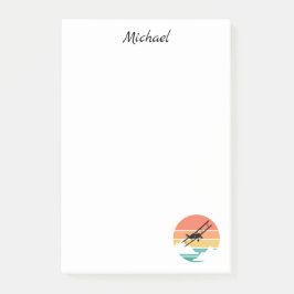 Vintages Retro-Flugzeug mit Sonnenuntergang, Indiv Post-it Klebezettel