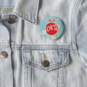 Vintages Retro Fly to Tokyo Reiseplakat Button (Beispiel)