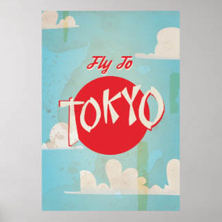 Vintages Retro Fly to Tokyo Reiseplakat Poster