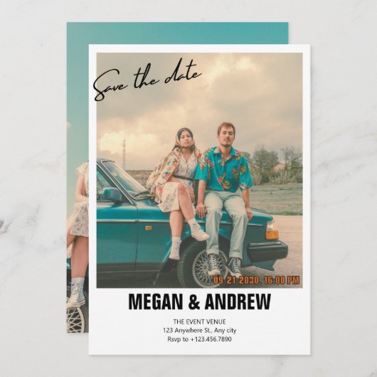 Vintages Retro-Foto Save The Date (Vorne/Hinten)