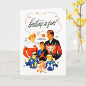 Vintages Retro Frauen-60er Stricken ist Spaß! Karte (Gelbe Blume)