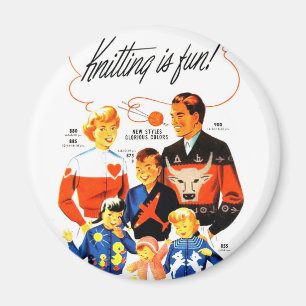 Vintages Retro Frauen-60er Stricken ist Spaß! Magnet