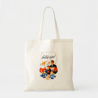 Vintages Retro Frauen-60er Stricken ist Spaß! Tragetasche