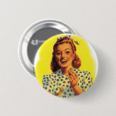 Vintages Retro Frauen-Frauen-Gummi-Tropfen-Mädchen Button (Vorne & Hinten)