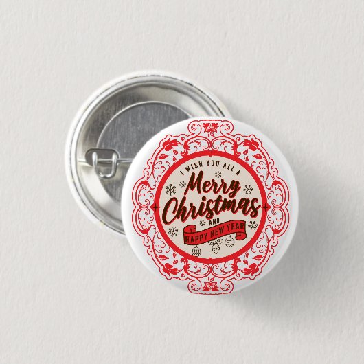 Vintages Retro Frohe Weihnachten Button (Vorne & Hinten)