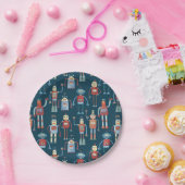 Vintages Retro Fun Robot-Muster Pappteller (Party)