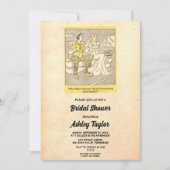 Vintages Retro Funny Couple Rustikales Brautparty Einladung (Vorderseite)