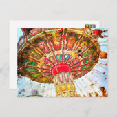 Vintages Retro-Gelbes Karnevalsschwingen Foto Postkarte (Vorne/Hinten)