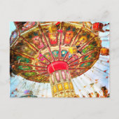 Vintages Retro-Gelbes Karnevalsschwingen Foto Postkarte (Vorderseite)