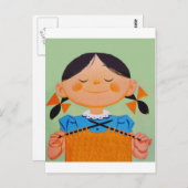 Vintages Retro Girl Knittern Postkarte (Vorne/Hinten)