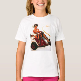 Vintages Retro Go Kart Button Up Girl T-Shirt