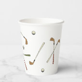 Vintages Retro Golf Golfer Clubs Balls Muster Pappbecher (Rückseite)