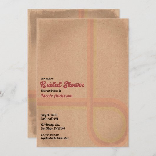 Vintages Retro Grunge 60er Jahre 70er Brautparty Einladung (Vorne/Hinten)