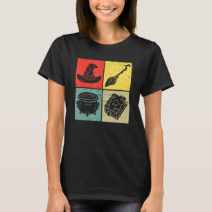 Vintages Retro-Halloween-Hutchen-Broom-Tränke T-Shirt