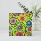 Vintages Retro-Hippie-Blume Feiertagskarte (Stehend Vorderseite)