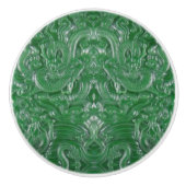 Vintages Retro-Jade chinesisches Drachenmuster Keramikknauf (Vorderseite)