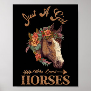 Vintages Retro Just a Girl, das Pferde Liebe7 Poster