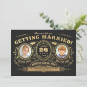 Vintages Retro Kids Foto Hochzeitsreise Einladung (Stehend Vorderseite)