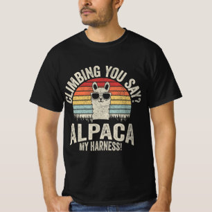 Vintages Retro Klettern Sie sagen Alpaca Meine Har T-Shirt