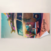 Vintages Retro-Leben am Strand Strandtuch (Vorderseite)