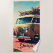 Vintages Retro-Leben am Strand Strandtuch (Vorderseite)