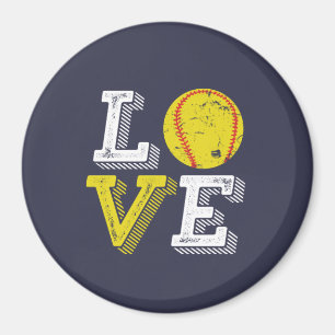 Vintages Retro Liebe Softball-Sportteam und Traine Magnet