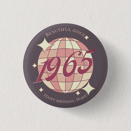 Vintages Retro-lila 1965 Button (Vorderseite)