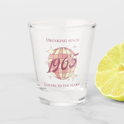 Vintages Retro-lila 1965 Schnapsglas (Vorderseite)