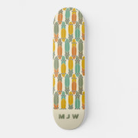 Vintages Retro-Longboards Muster Mit Monogramm Ska