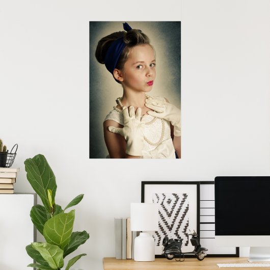 Vintages Retro-Mädchen Poster (Heimbüro)